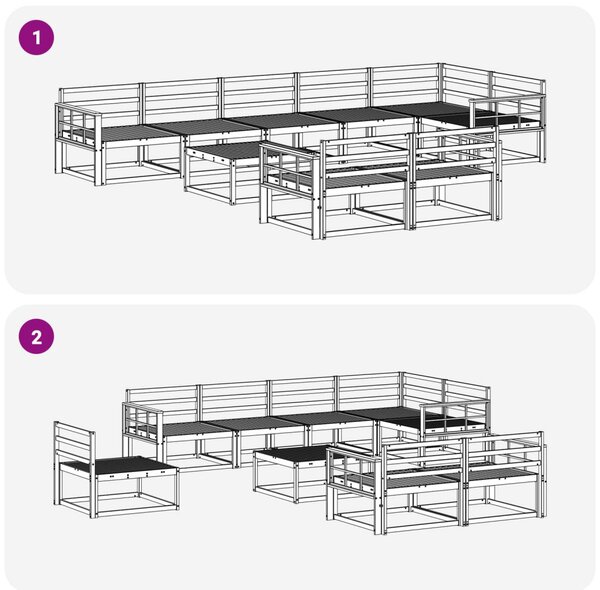 Kültéri kanapé szett 9 pcs Természetes Tömör Akácfa