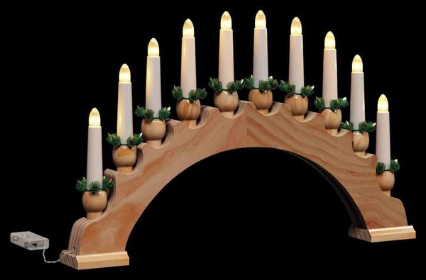 Karácsonyi gyertyatartó ív 10 LED gyertyával 3 db LED