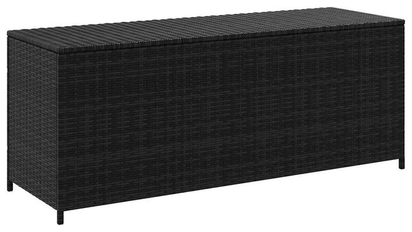 Fekete polyrattan kerti tárolóláda 150 x 50 x 60 cm