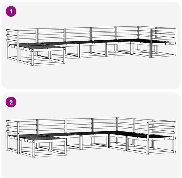 Kültéri kanapé szett 7 pcs Természetes Tömör Akácfa
