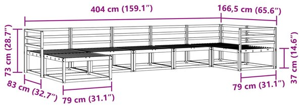 Kültéri kanapé szett 7 pcs Természetes Tömör Akácfa