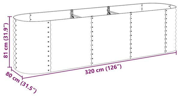 Szürke horganyzott acél kerti magaságyás 320 x 80 x 81 cm