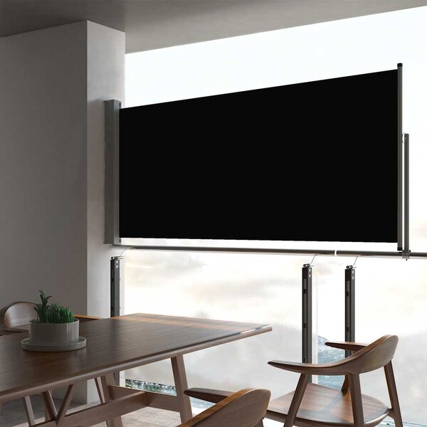 Fekete kihúzható oldalsó terasz napellenző 60 x 300 cm