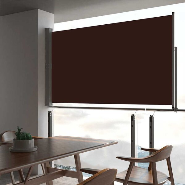 Barna behúzható oldalsó terasz napellenző 160 x 300 cm