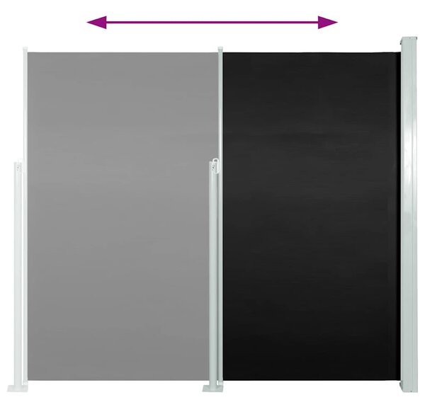 Fekete behúzható oldalsó teraszi napellenző 120 x 500 cm