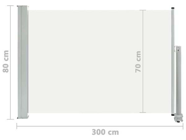 Krémszínű kihúzható oldalsó terasz napellenző 80 x 300 cm