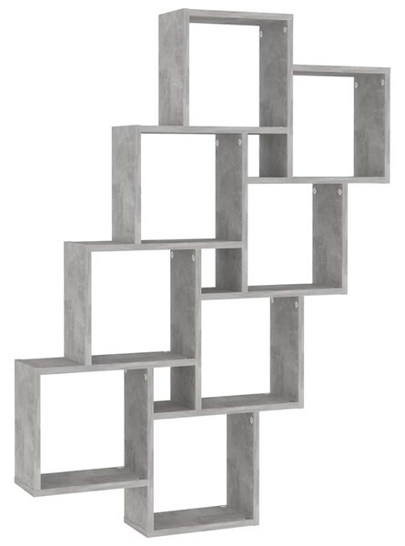 Betonszürke szerelt fa négyszögű fali polc 90 x 15 x 119 cm