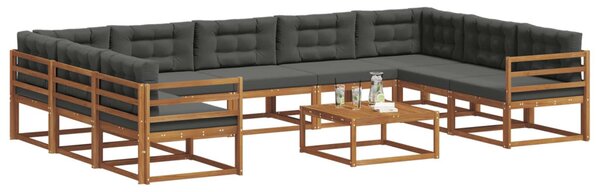 Kültéri kanapé szett párnával 10 pcs Természetes és antracit