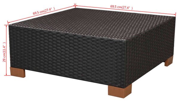 VidaXL 10-részes fekete polyrattan kerti bútorszett párnákkal