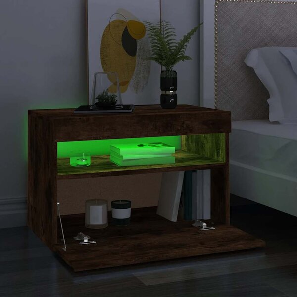 Füstös tölgy színű TV-szekrény LED-világítással 60 x 35 x 40 cm