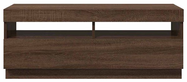 Barna tölgyszínű TV-szekrény LED-világítással 100 x 35 x 40 cm