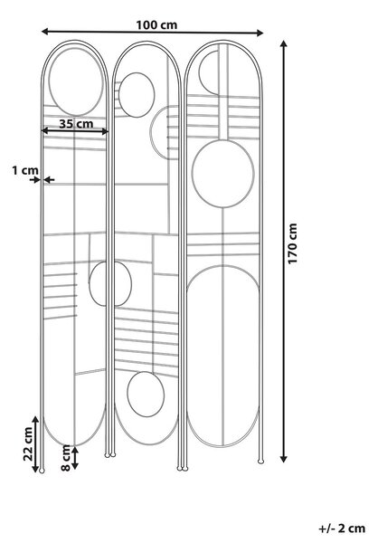 3 paneles térelválasztó TURANIA Arany 100 cm 170 cm