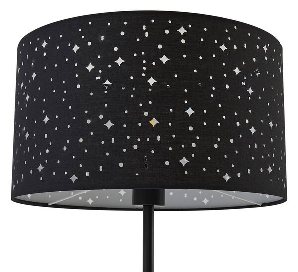 Lindby Melanie állólámpa, fekete, szövet, Ø 36 cm, 2-lámpás., Fekete, Nappali / Étkező, fém, Modern