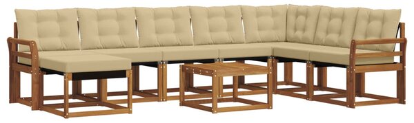Kültéri kanapé szett párnával 9 pcs Természetes és bézs