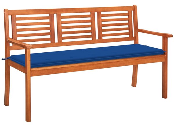 3 személyes tömör eukaliptuszfa kerti pad párnával 150 cm