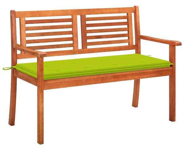 2 személyes tömör eukaliptuszfa kerti pad párnával 120 cm