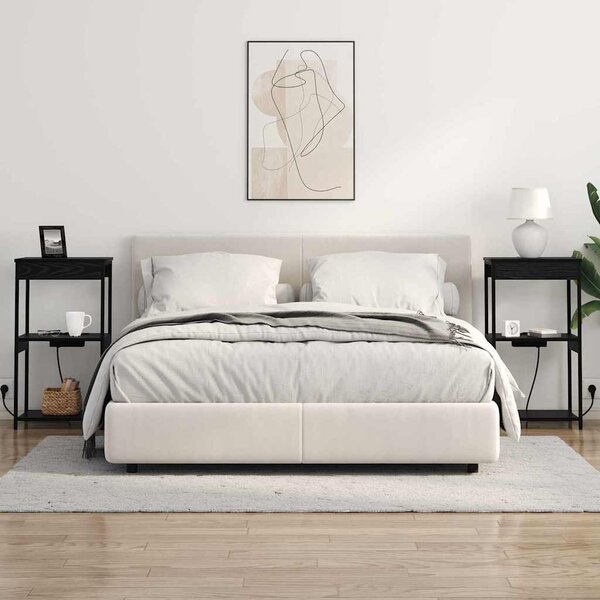 Éjjeliszekrény polcokkal Fekete tölgy 41 x 31 x 76 cm Faanyag