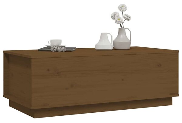 Mézbarna tömör fenyőfa dohányzóasztal 100 x 50 x 35 cm