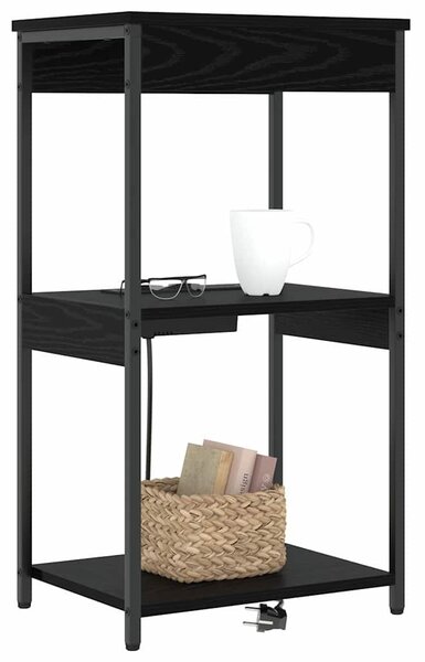 Éjjeliszekrény polcokkal Fekete tölgy 41 x 31 x 76 cm Faanyag