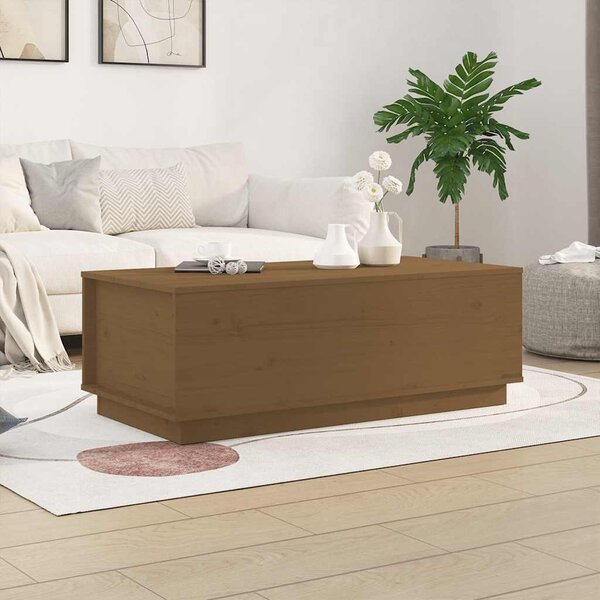 Mézbarna tömör fenyőfa dohányzóasztal 100 x 50 x 35 cm