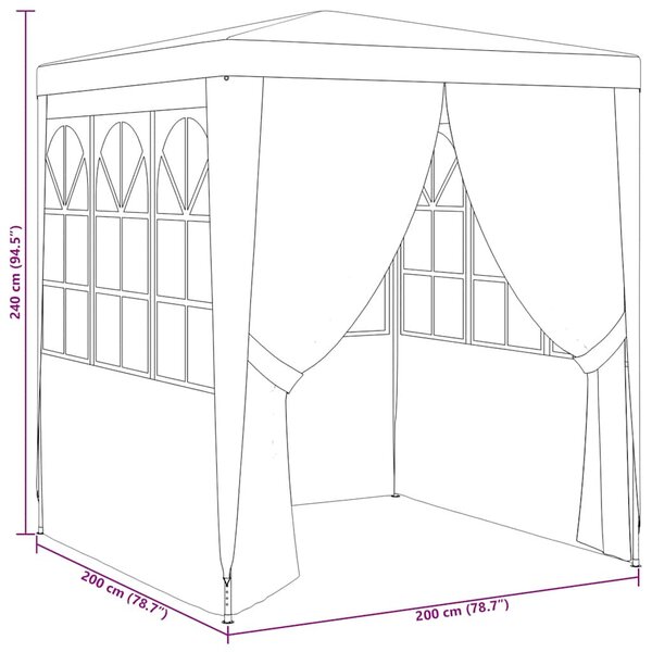 Zöld rendezvénysátor oldalfalakkal 2 x 2 m 90 g/m²