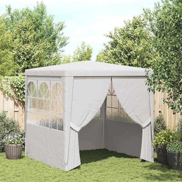 Fehér rendezvénysátor oldalfalakkal 2,5 x 2,5 m 90 g/m²