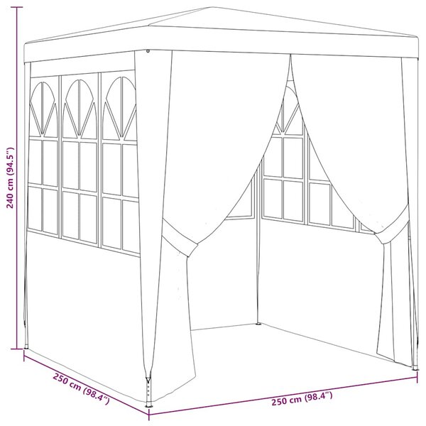 Antracitszürke rendezvénysátor oldalfalakkal 2,5x2,5 m 90 g/m²