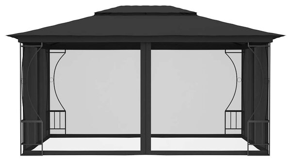 Antracitszürke pavilon hálóval 300 x 400 x 265 cm
