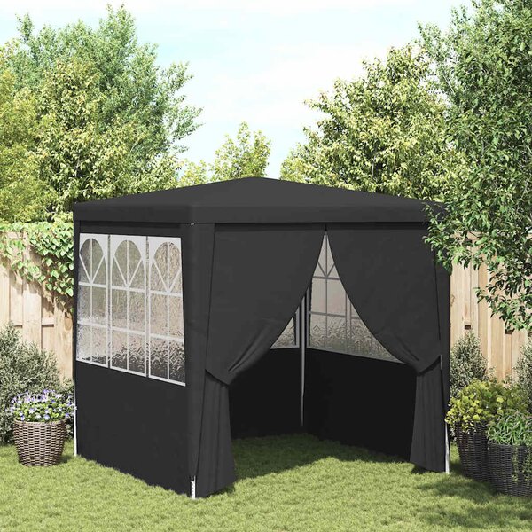 Antracitszürke rendezvénysátor oldalfalakkal 2 x 2 m 90 g/m²