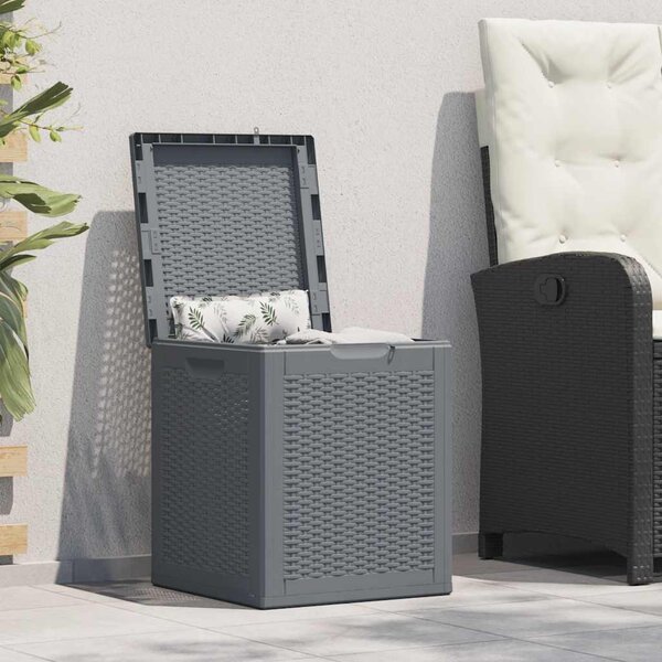Szürke PP rattan kerti tárolóláda 90 L