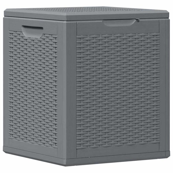 Szürke PP rattan kerti tárolóláda 90 L