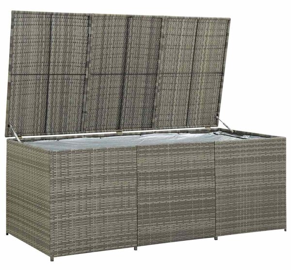 Szürke polyrattan kerti tárolóláda 180 x 90 x 70 cm