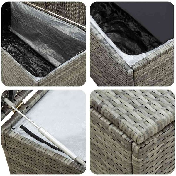 Szürke polyrattan kerti tárolóláda 180 x 90 x 70 cm