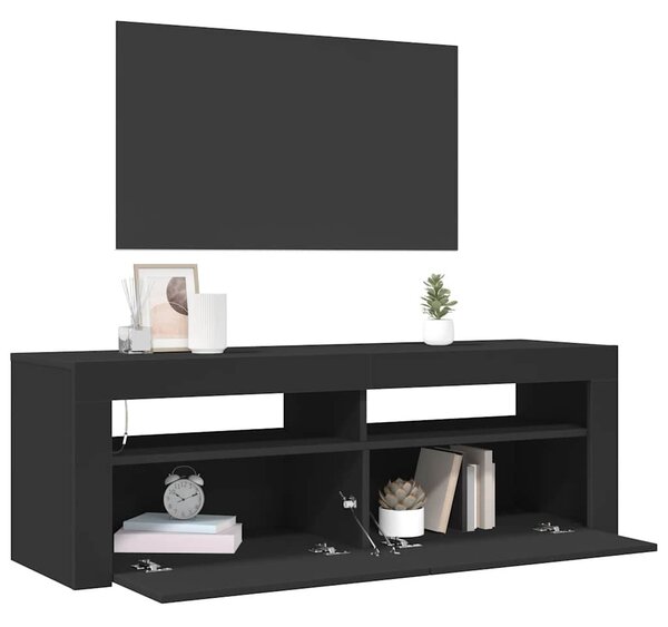 Fekete TV-szekrény LED-világítással 120 x 35 x 40 cm