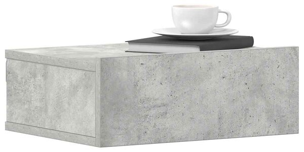 Betonszürke szerelt fa függő éjjeliszekrény 40 x 30 x 15 cm