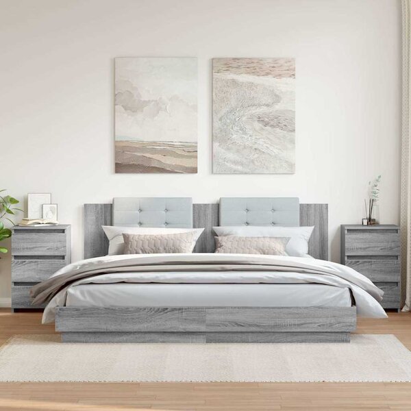 2 db szürke sonoma szerelt fa éjjeliszekrény 40x35x62,5 cm