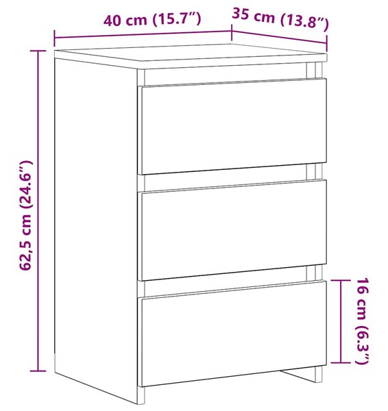 2 db szürke sonoma szerelt fa éjjeliszekrény 40x35x62,5 cm