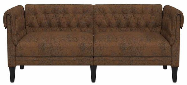 2 személyes barna szövet Chesterfield kanapé