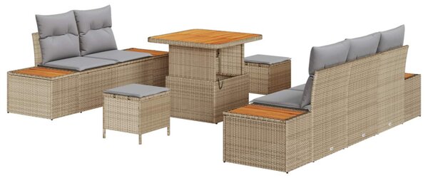 Kerti Kanapé Szett párnával 8 pcs Beige és Világosszürke