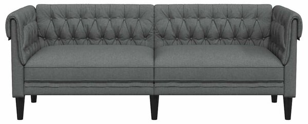 Sötétszürke 3 személyes szövet Chesterfield kanapé