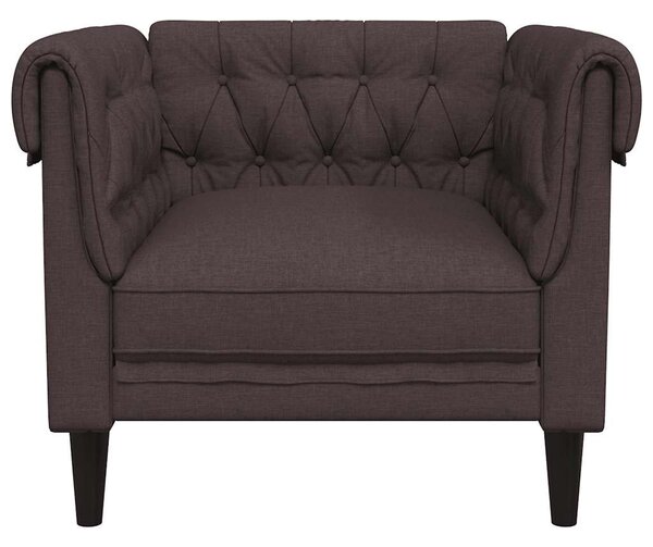 Sötétbarna szövet Chesterfield kanapé