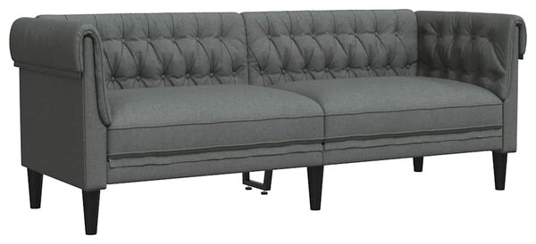 Sötétszürke 3 személyes szövet Chesterfield kanapé