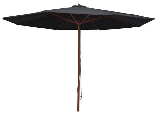 Fekete kültéri napernyő farúddal 350 cm