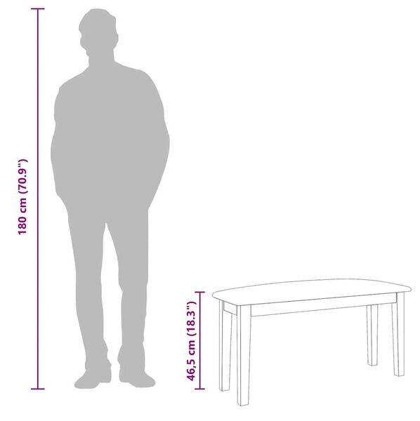 Fehér tömörfa gumiból pad 90 cm