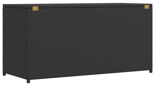 Fekete polyrattan kerti tárolóláda 120 x 50 x 60 cm