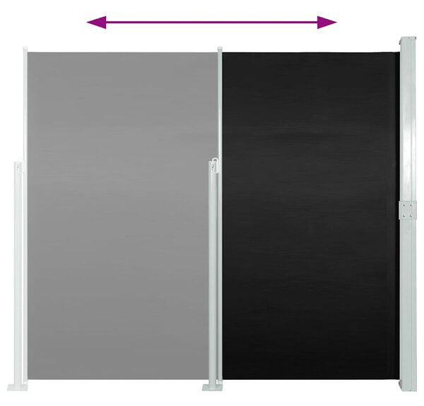 Fekete kihúzható oldalsó teraszi napellenző 170 x 300 cm
