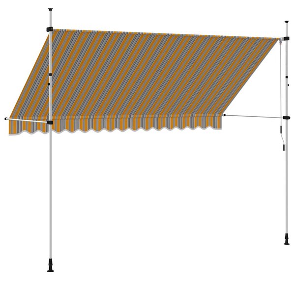 Kézzel feltekerhető napellenző kék-sárga csíkokkal 350 cm