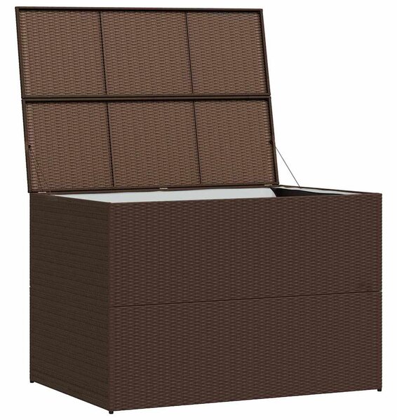 Barna polyrattan kerti tárolóláda 150 x 100 x 100 cm
