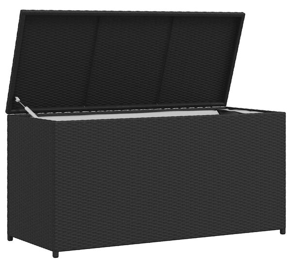 Fekete polyrattan kerti tárolóláda 120 x 50 x 60 cm