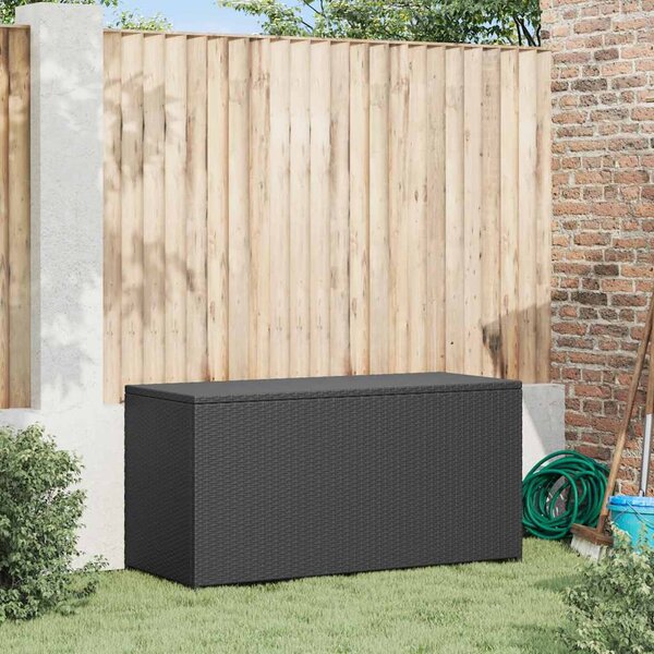 Fekete polyrattan kerti tárolóláda 120 x 50 x 60 cm